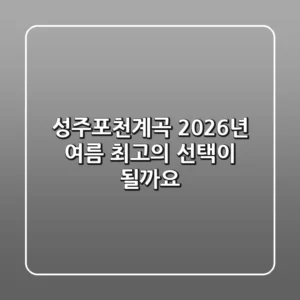 성주포천계곡, 2026년 여름 최고의 선택이 될까요?